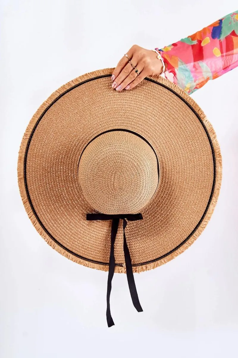 Okrycia Głowy>Boto Damski Kapelusz Z Czarnym Paskiem Beżowy Mady