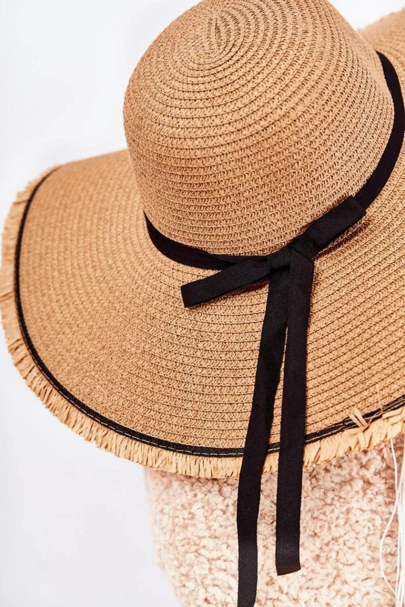 Okrycia Głowy>Boto Damski Kapelusz Z Czarnym Paskiem Beżowy Mady