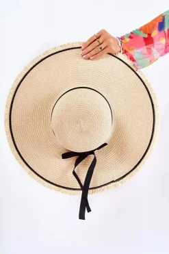 Online Boto Damski Kapelusz Z Czarnym Paskiem Jasnobeżowy Mady