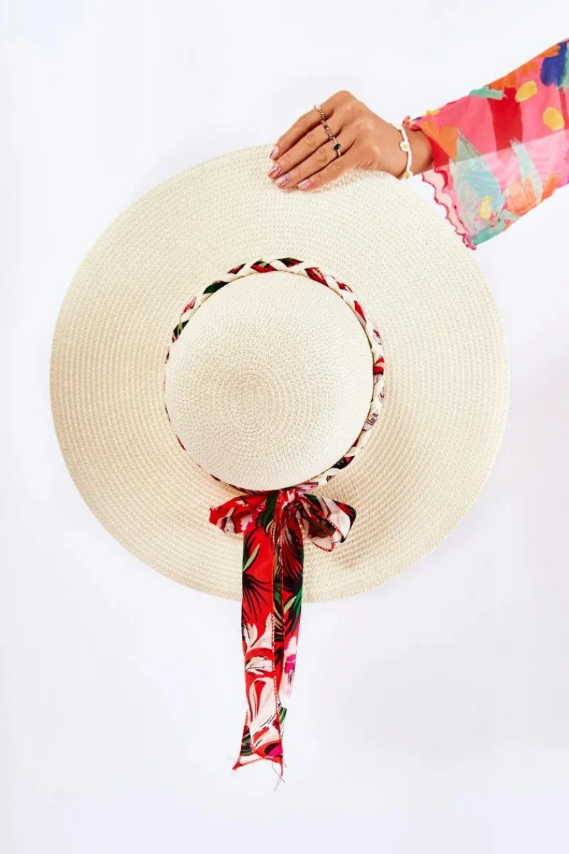 Best Boto Damski Kapelusz Z Kolorowym Paskiem Jasnobeżowy Marsela