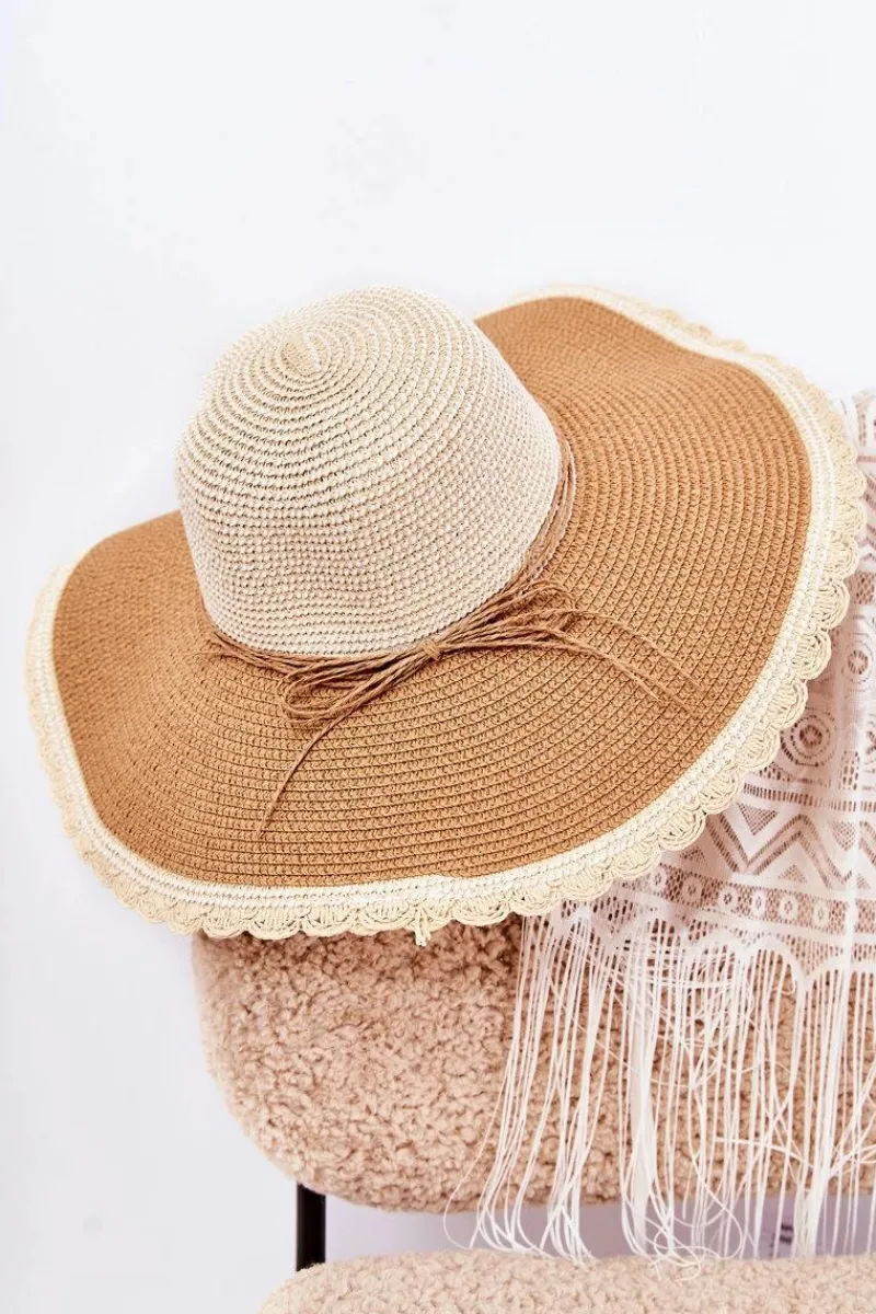 Best Boto Damski Kapelusz Z Paskiem Beżowo-Brązowy Klara