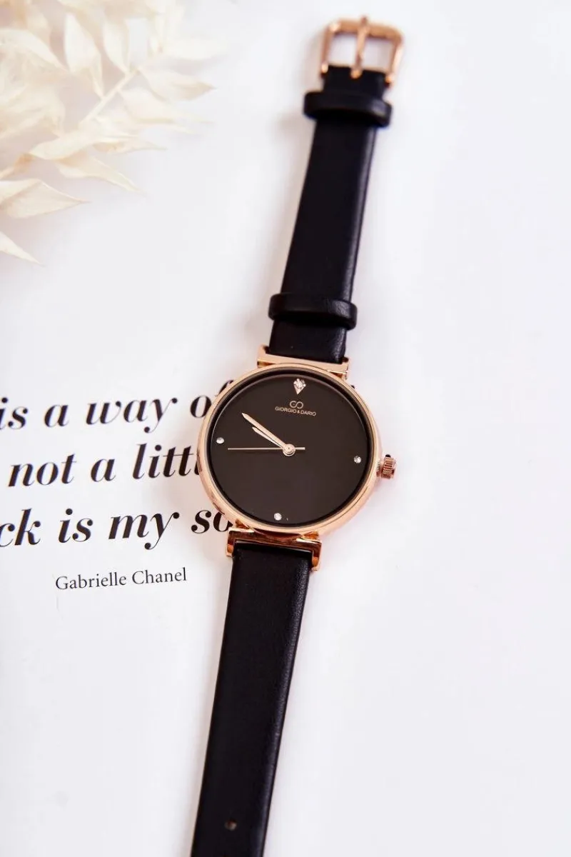 Online Giorgio&Dario Damski Klasyczny Zegarek Na Skórzanym Pasku Czarny