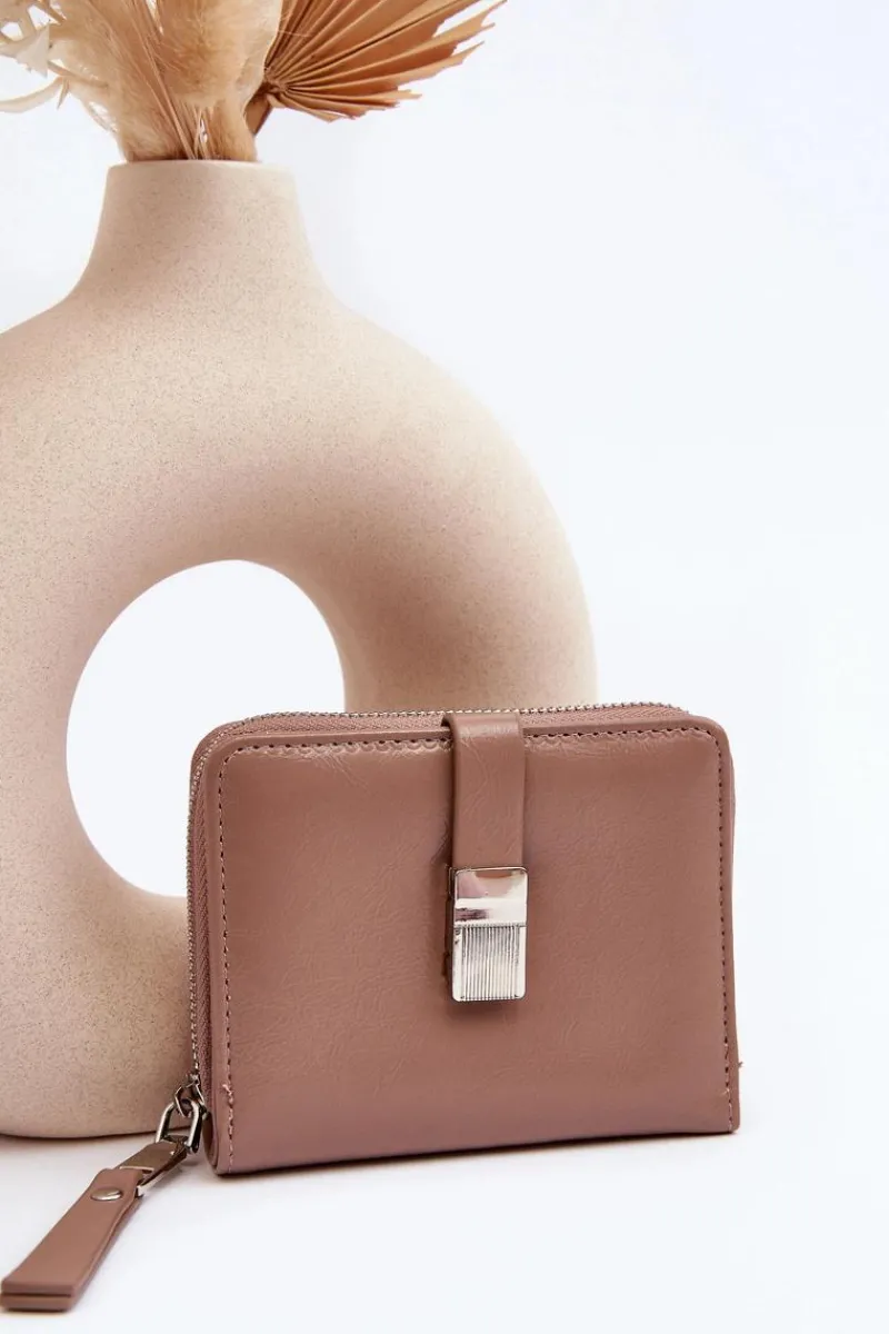 Boto Damski Lakierowany Portfel Portmonetka Z Ekoskóry Beżowy Zalirna