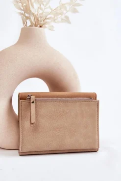 Best Boto Damski Mały Portfel Na Magnes Beżowy Zaya