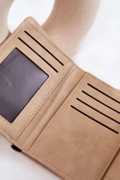 Best Boto Damski Mały Portfel Na Magnes Beżowy Zaya