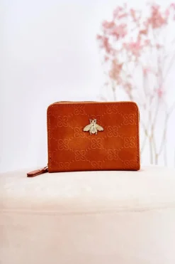 Boto Damski Mały Portfel Z Ozdobą Jasnobrązowy Sanchos