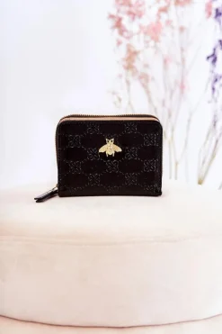 Best Damski Mały Portfel Z Ozdobą Czarny Sanchos Portfele