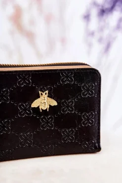 Best Damski Mały Portfel Z Ozdobą Czarny Sanchos Portfele
