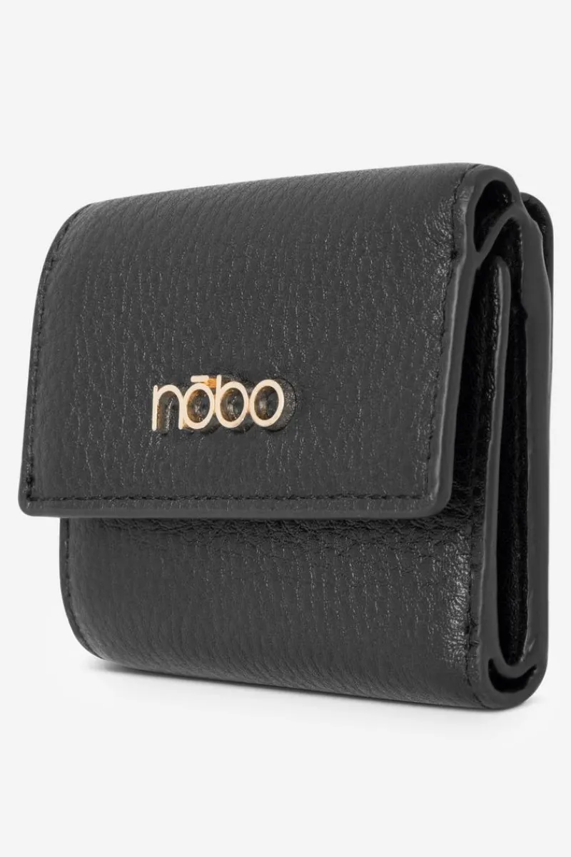 Nobo Damski Mały Portfel Ze Skóry Naturalnej NPUR-LR110-C020 Czarny