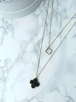 Best Boto Damski Naszyjnik W Kolorze Złota Podwójny z Koniczyną Vern