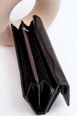 Sale Damski Portfel Zapinany Na Magnes Czarny Harmale Portfele