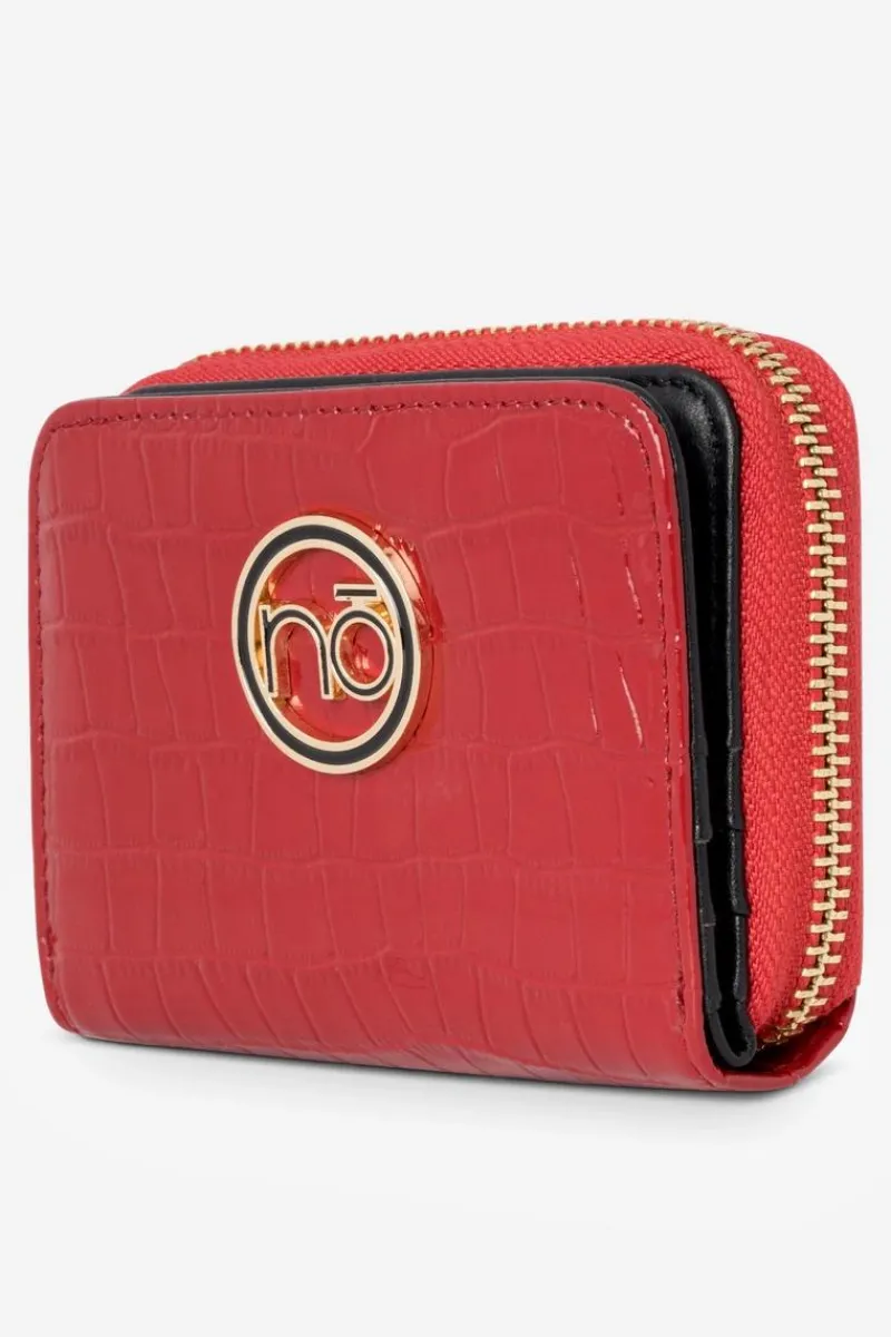 Best Nobo Damski Portfel Ze Skóry Naturalnej Zwierzęcy Wzór Mały NPUR-LR0020-C005 Czerwony