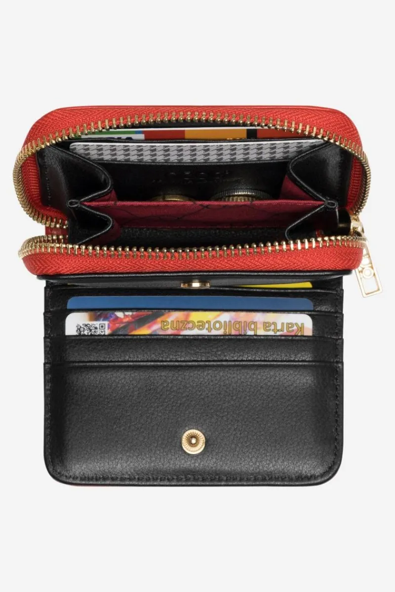 Best Nobo Damski Portfel Ze Skóry Naturalnej Zwierzęcy Wzór Mały NPUR-LR0020-C005 Czerwony