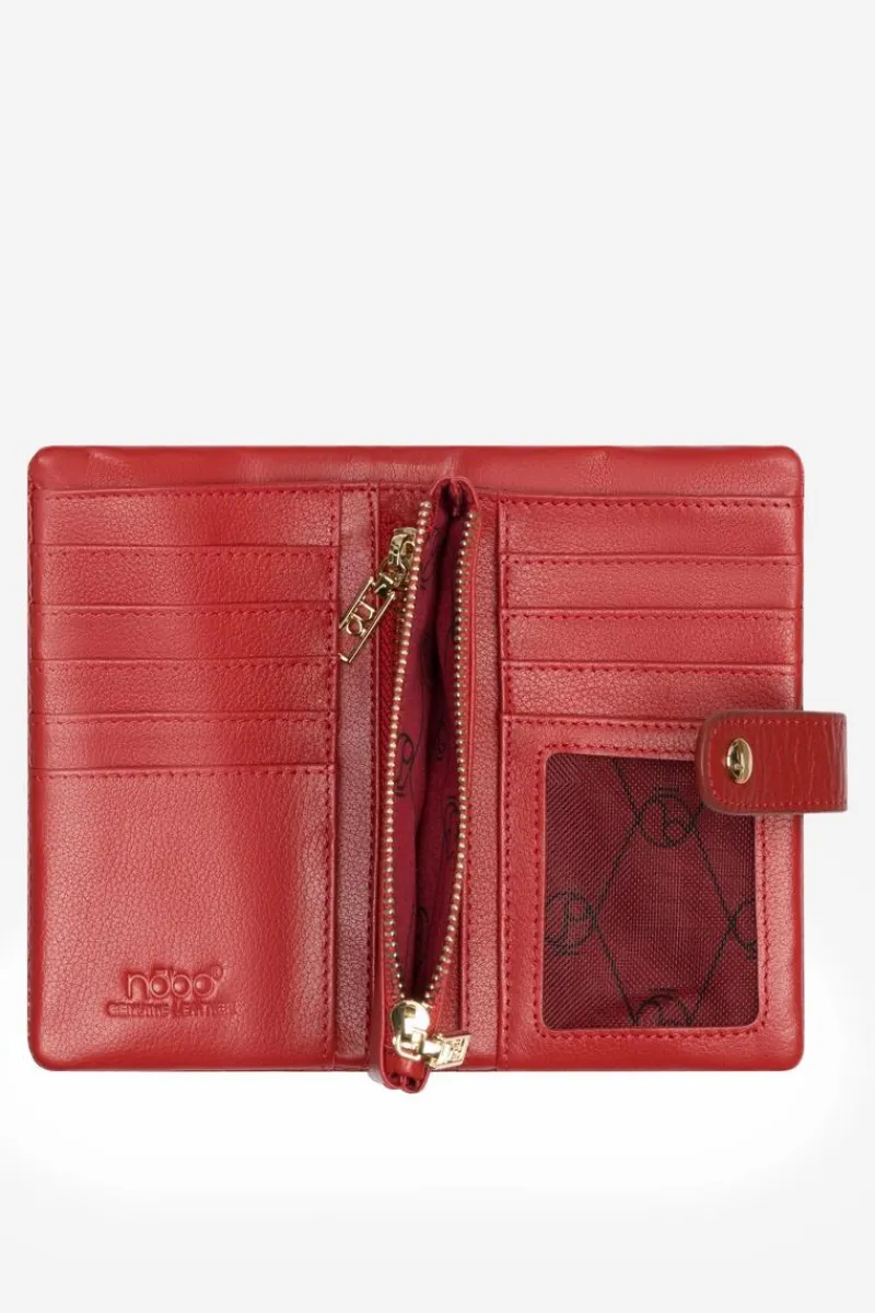 Discount Damski Portfel Ze Skóry Naturalnej NPUR-LR0010-C005 Czerwony Portfele