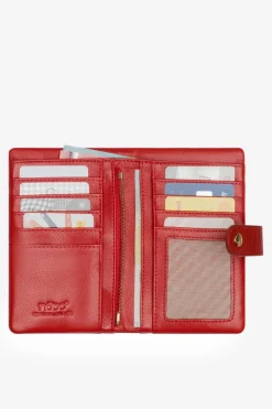 Discount Damski Portfel Ze Skóry Naturalnej NPUR-LR0010-C005 Czerwony Portfele