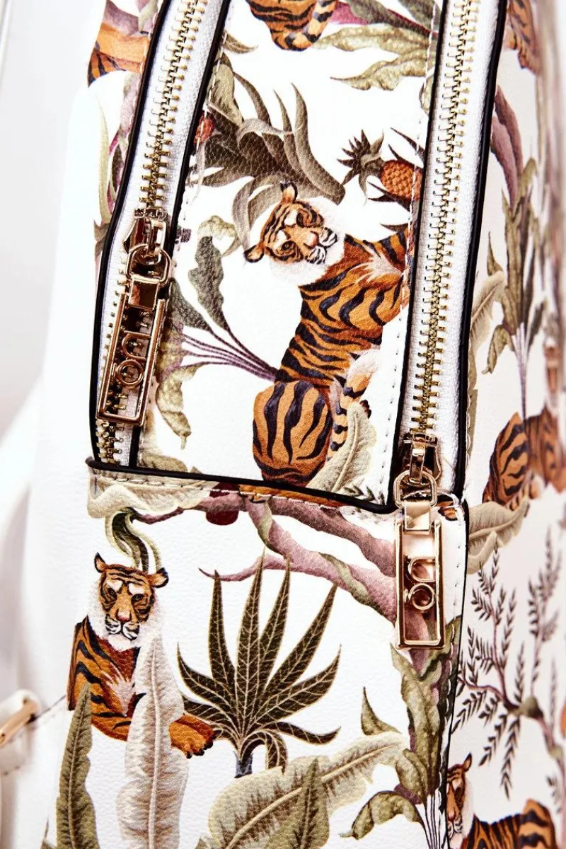 Plecaki|Torebki Nobo>Nobo Damski Skórzany Plecak M3170-CM00 Tygrysy Białe