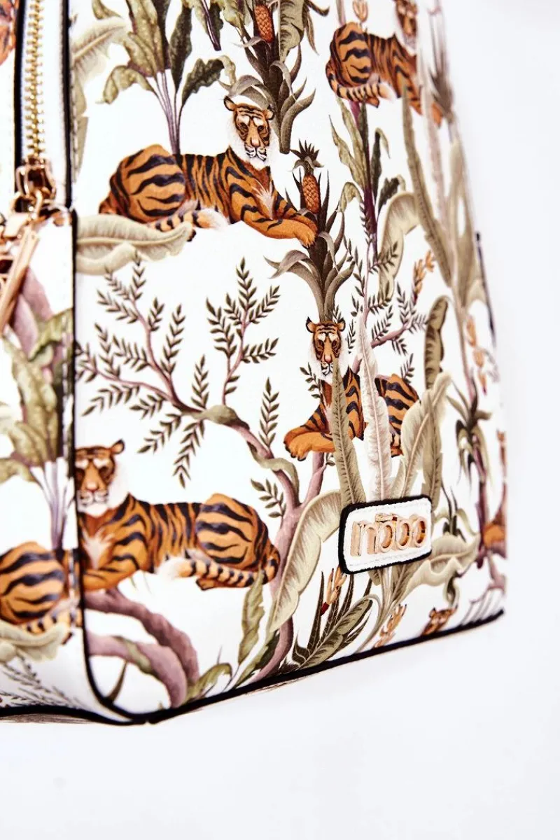 Plecaki|Torebki Nobo>Nobo Damski Skórzany Plecak M3170-CM00 Tygrysy Białe