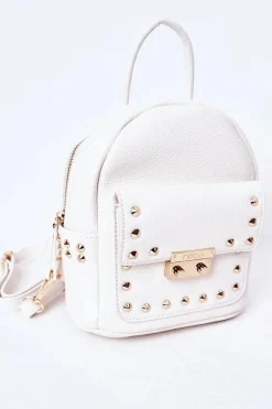 Hot Damski Skórzany Plecak K4110 Biały Plecaki|Torebki Nobo