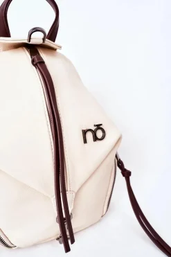 Outlet Nobo Damski Skórzany Plecak Torebka 2w1 K3190 Jasny Beż