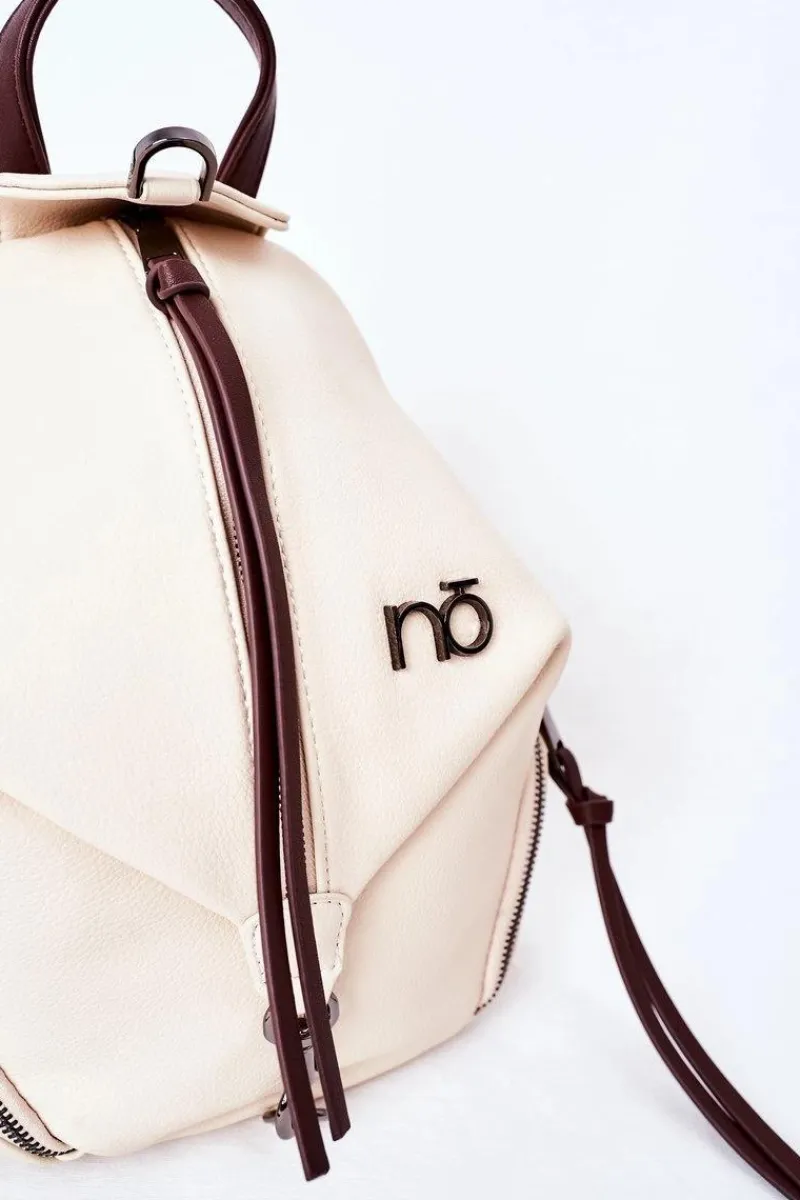 Outlet Nobo Damski Skórzany Plecak Torebka 2w1 K3190 Jasny Beż