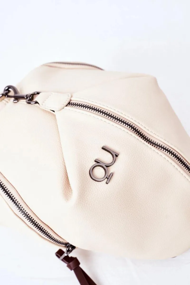 Outlet Nobo Damski Skórzany Plecak Torebka 2w1 K3190 Jasny Beż