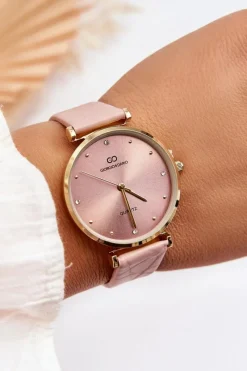 Damski Skórzany Zegarek Różowy Zegarki