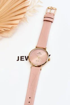 Damski Skórzany Zegarek Różowy Zegarki