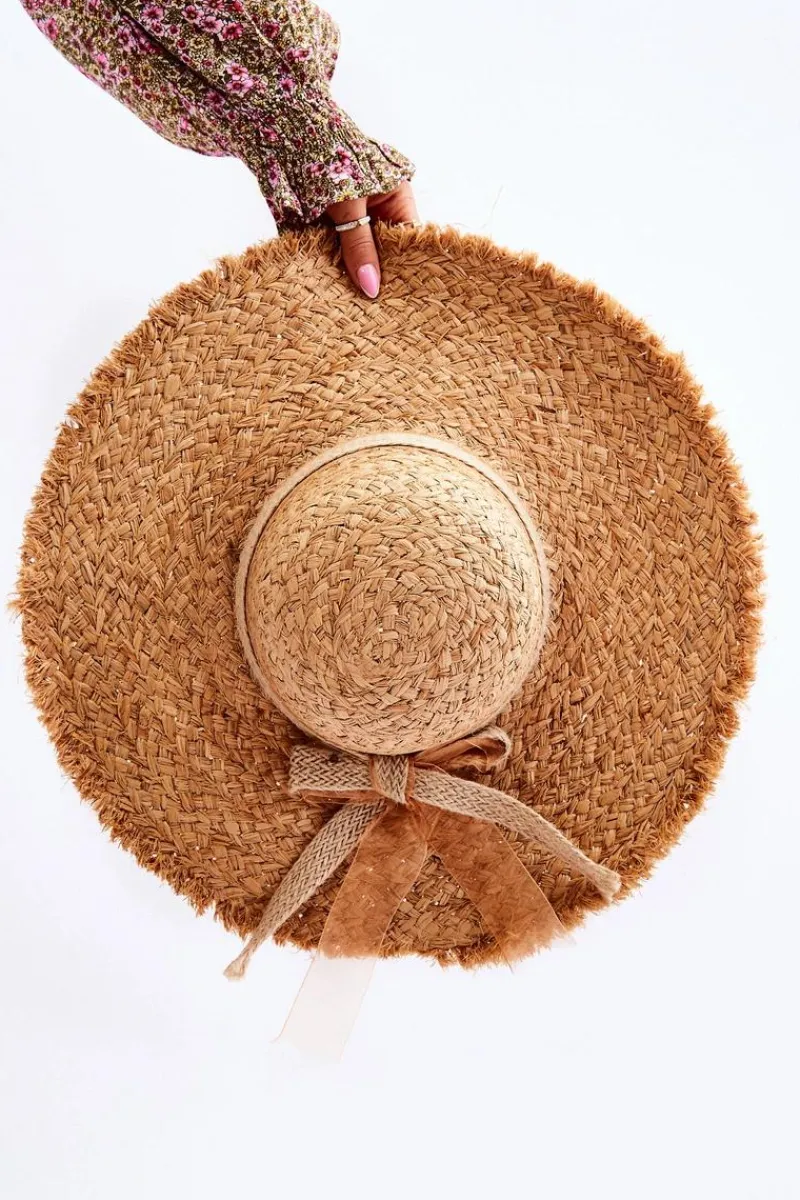 Outlet Boto Damski Słomkowy Kapelusz Z Jutową Kokardą Beżowy