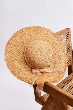 Outlet Boto Damski Słomkowy Kapelusz Z Jutową Kokardą Beżowy