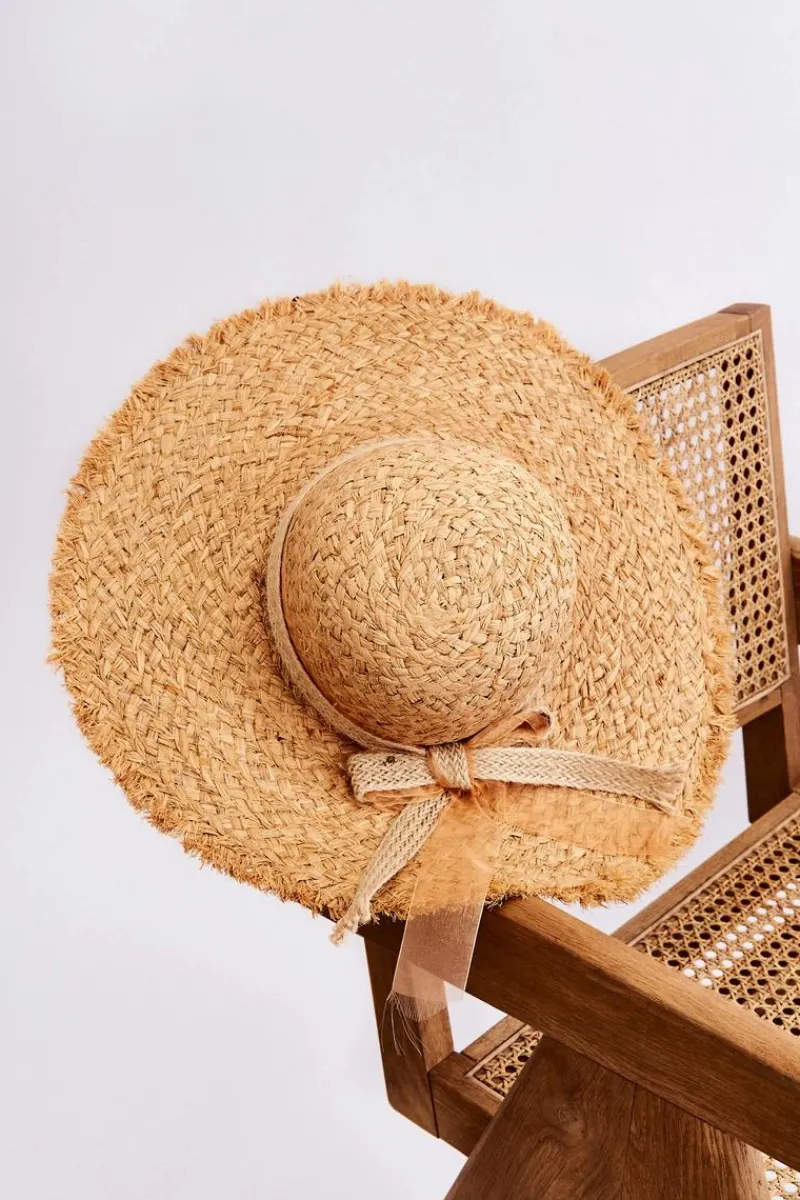 Outlet Boto Damski Słomkowy Kapelusz Z Jutową Kokardą Beżowy