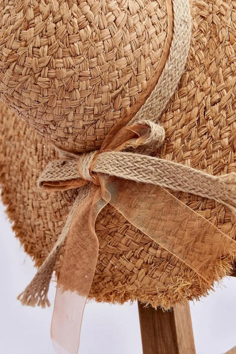 Outlet Boto Damski Słomkowy Kapelusz Z Jutową Kokardą Beżowy