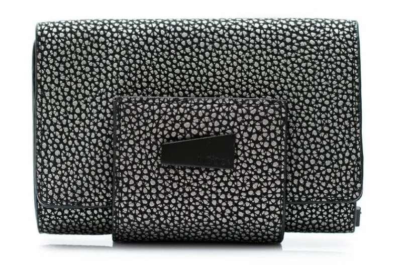 Hot Damski Srebrno Czarny Portfel Portfele