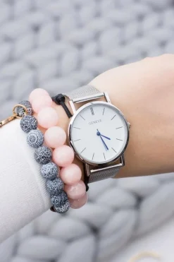 Zegarki>Boto Damski Srebrny Szykowny Zegarek z Bransoletą