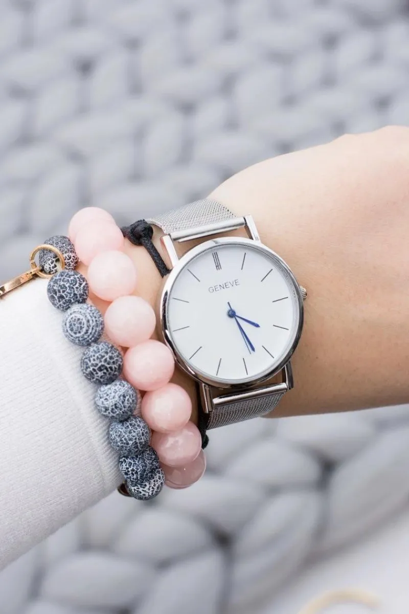 Zegarki>Boto Damski Srebrny Szykowny Zegarek z Bransoletą