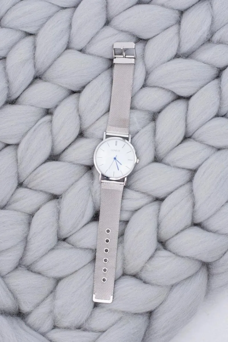 Zegarki>Boto Damski Srebrny Szykowny Zegarek z Bransoletą