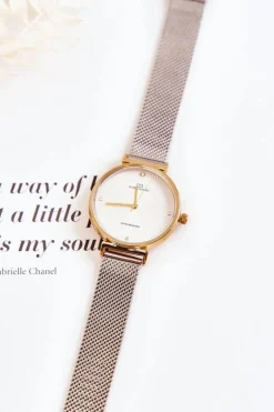 Outlet Damski Wodoodporny Zegarek Giorgio & Dario Z Bransoletą Złoto-Srebrny Zegarki