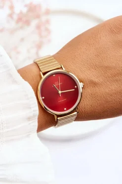 Giorgio&Dario Damski Wodoodporny Zegarek Na Bransolecie Złoto-Czerwony