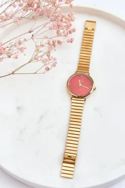 Giorgio&Dario Damski Wodoodporny Zegarek Na Bransolecie Złoto-Czerwony