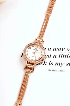 Damski Zegarek Analogowy Giorgio & Dario Z Cyrkoniami Różowe Złoto Zegarki