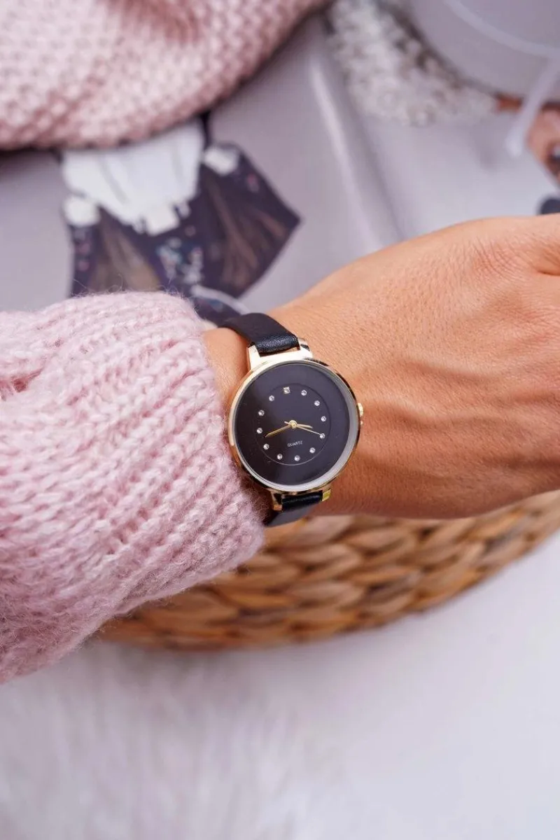 Zegarki>Boto Damski Zegarek Czarny Kryształki Maniaq