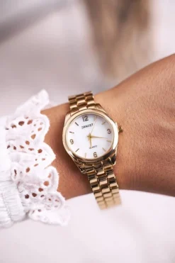 Zegarki>Ernest Damski Zegarek Złoty Perłowa Tarcza Perla