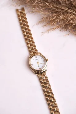 Zegarki>Ernest Damski Zegarek Złoty Perłowa Tarcza Perla