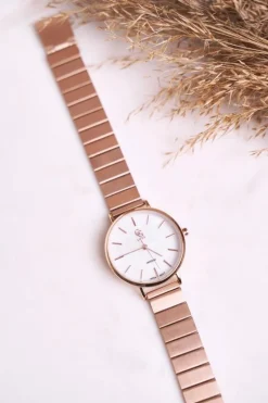 GG Luxe Damski Zegarek Różowe Złoto Perłowa Tarcza