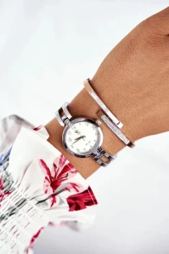 Best Damski Zegarek Srebrny Gumera Zegarki