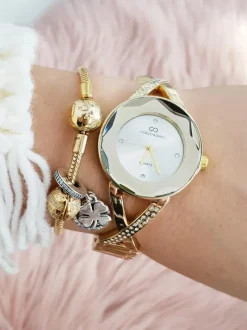 Online Damski Zegarek Giorgio & Dario Z Cekinami Cube Złoty Zegarki