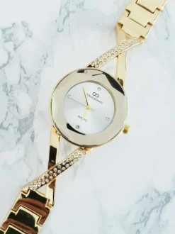 Online Damski Zegarek Giorgio & Dario Z Cekinami Cube Złoty Zegarki