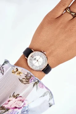 Zegarki>Michael John Damski Zegarek Czarny Brokat Romano