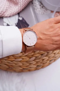 Zegarki>Michael John Damski Zegarek Różowe Złoto Brokat Pergla