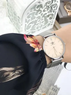 Best Michael John Damski Zegarek Florence Srebrno Beżowy 40mm