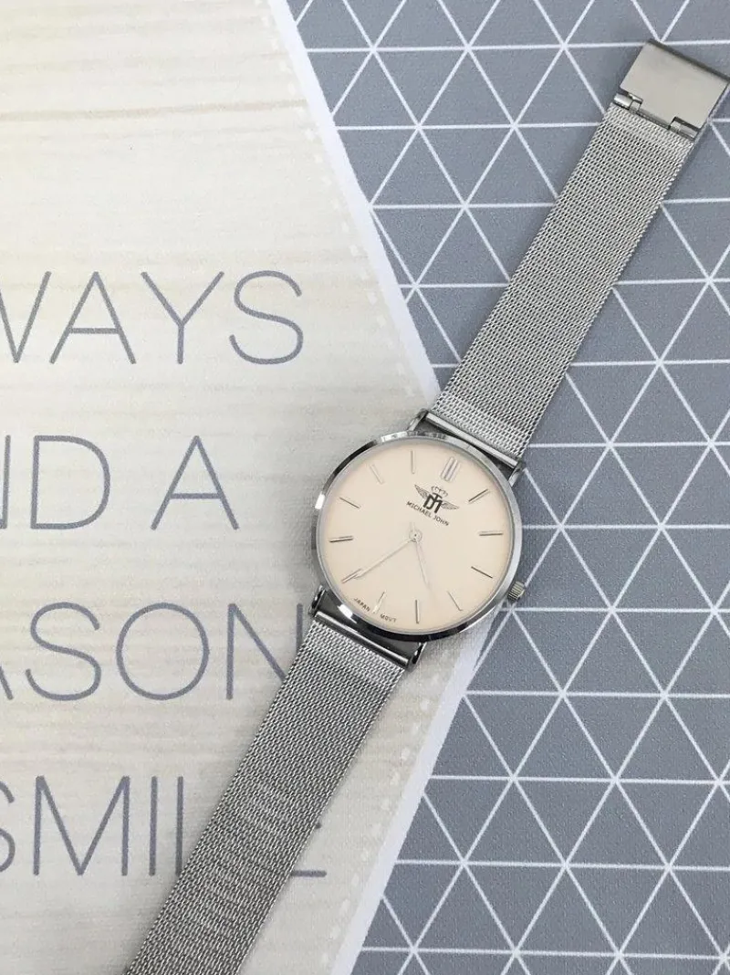 Best Michael John Damski Zegarek Florence Srebrno Beżowy 40mm